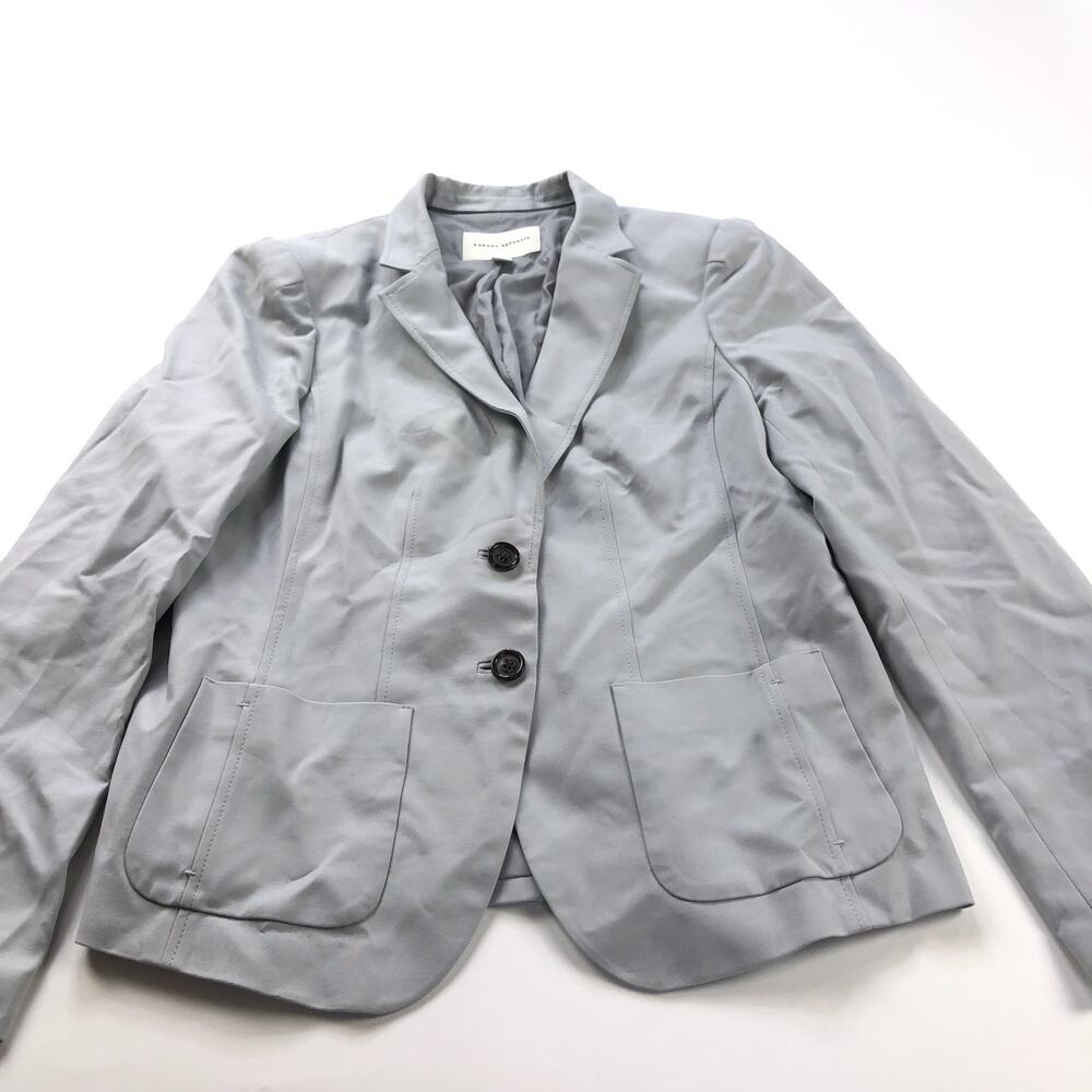 Banana Republic 14 Stretch Cotton Modal 2 Button Blazer Jacket Light Gray